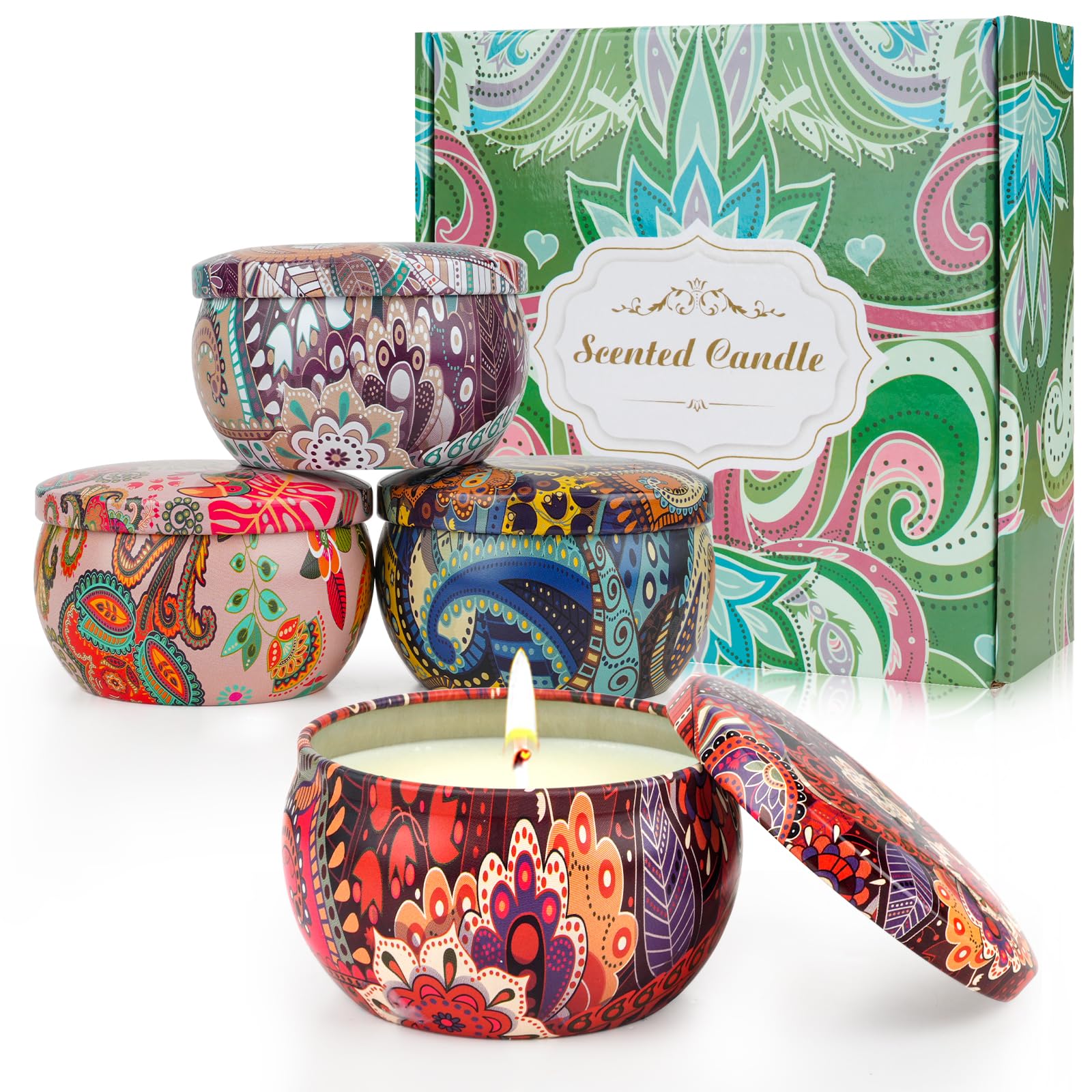 4 Pack Scented Candles Gifts for Women 10oz Home Scented Candles 100Hours Aromatherapy Candle Gifts Set Soy Wax Candles for Christmas Day Birthday Mothers Day Valentines Day
