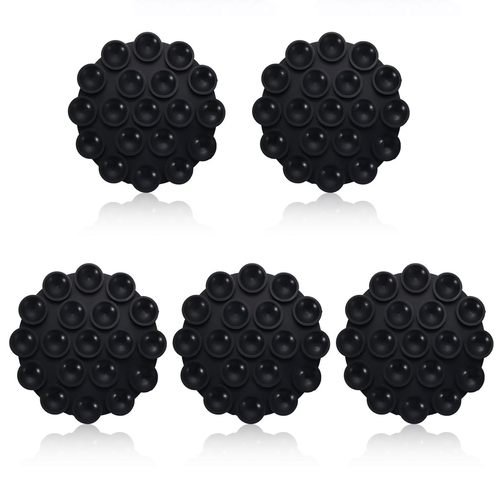 5pcs Silicone Suction Cup Phone Holders Multipurpose Phone Suction Mount for Car Phone Mini Suction Cup Mat Suction Phone Case Self-Adhesive Support for Mobile Power (Black)