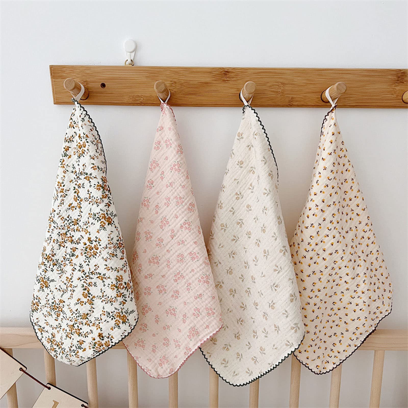 BuLuTu Softer Highly Absorbent Cleaning Cloths Oil Washable Reusable Cleaning Window Gifts100% Cotton Cleaning Rags with Fresh Floral Pattern for Home and Kitchen Bar Mops Towels