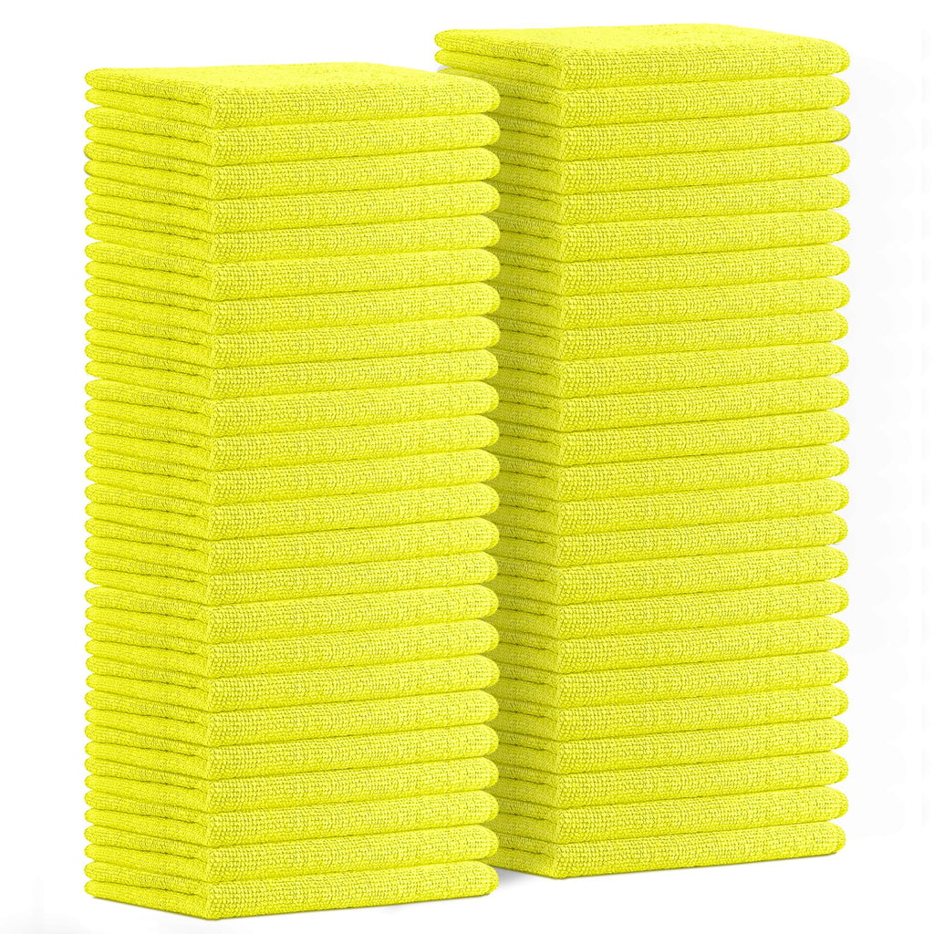 Avalon Towels Microfiber Cleaning Cloths (Value Pack of 48) Size 16" x 16" Highly Absorbent Cleaning Rags Lint Free Cleaning Towels Reusable and Washable Microfiber Towels for Cars (Yellow)