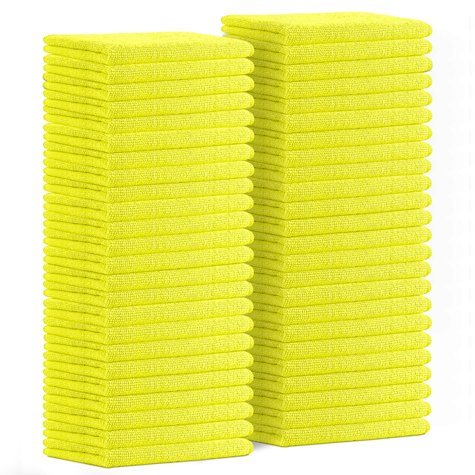 Avalon Towels Microfiber Cleaning Cloths (Value Pack of 48) Size 16" x 16" Highly Absorbent Cleaning Rags Lint Free Cleaning Towels Reusable and Washable Microfiber Towels for Cars (Yellow)