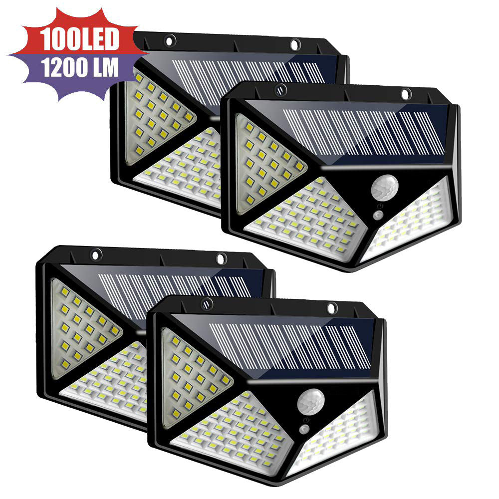 100 LED Solar Wall Lights with Motion Sensor for Outdoors