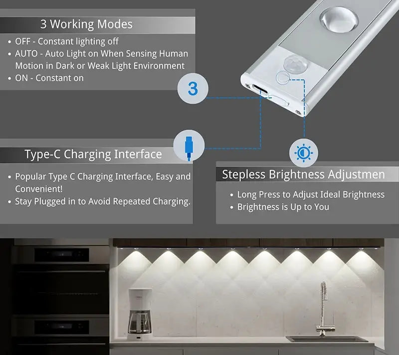 2-Pcs 11.8in Wireless LED Motion Sensor Lights