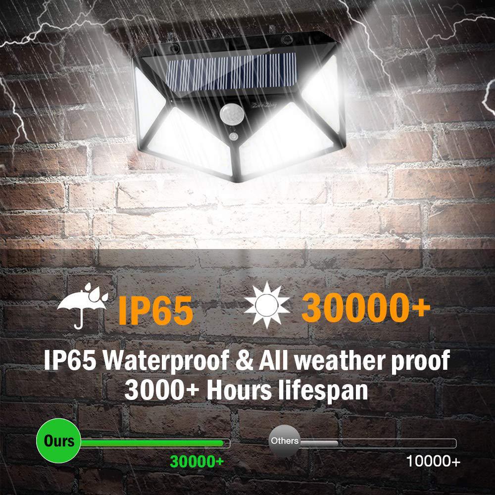 100 LED Solar Wall Lights with Motion Sensor for Outdoors