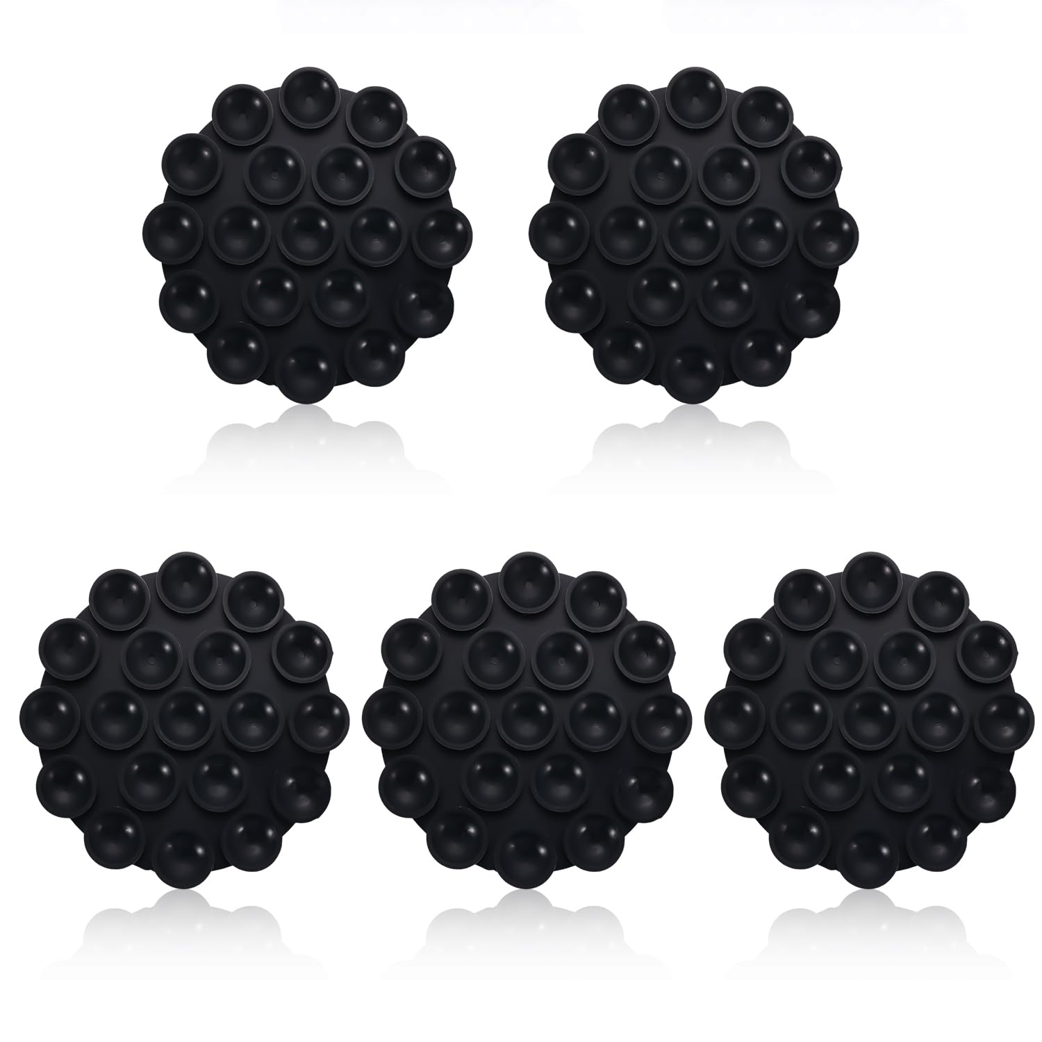 5pcs Silicone Suction Cup Phone Holders Multipurpose Phone Suction Mount for Car Phone Mini Suction Cup Mat Suction Phone Case Self-Adhesive Support for Mobile Power (Black)