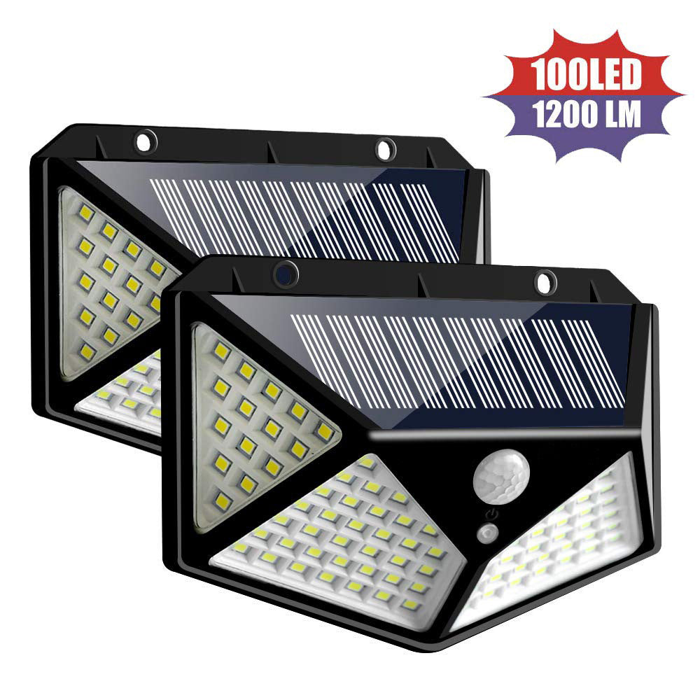100 LED Solar Wall Lights with Motion Sensor for Outdoors