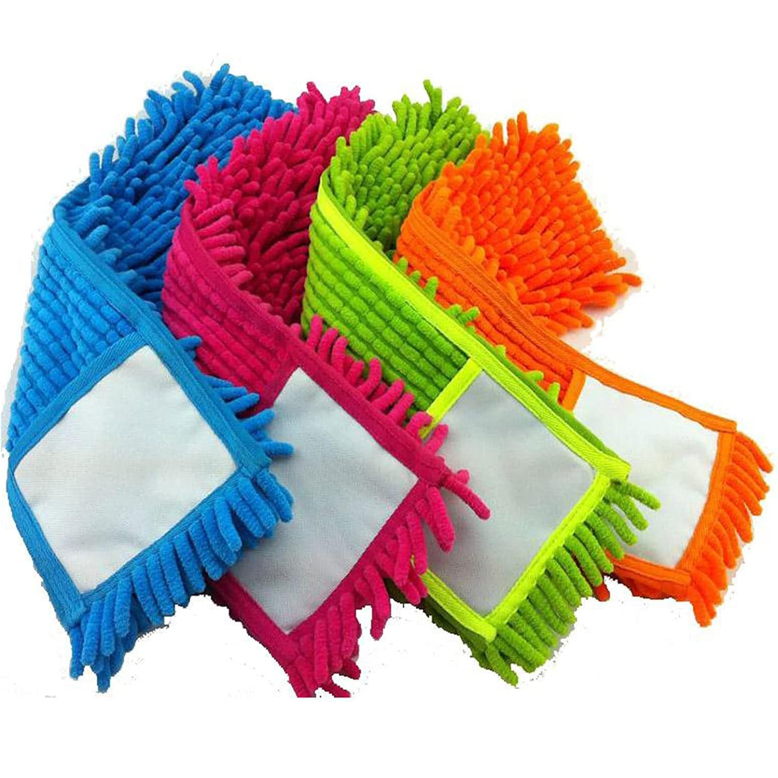 4-Pack Microfiber Chenille Cleaning Mop Pad Refill-Reusable Washable Dust Chenille Microfiber Dust Mop Head Pads Replacement